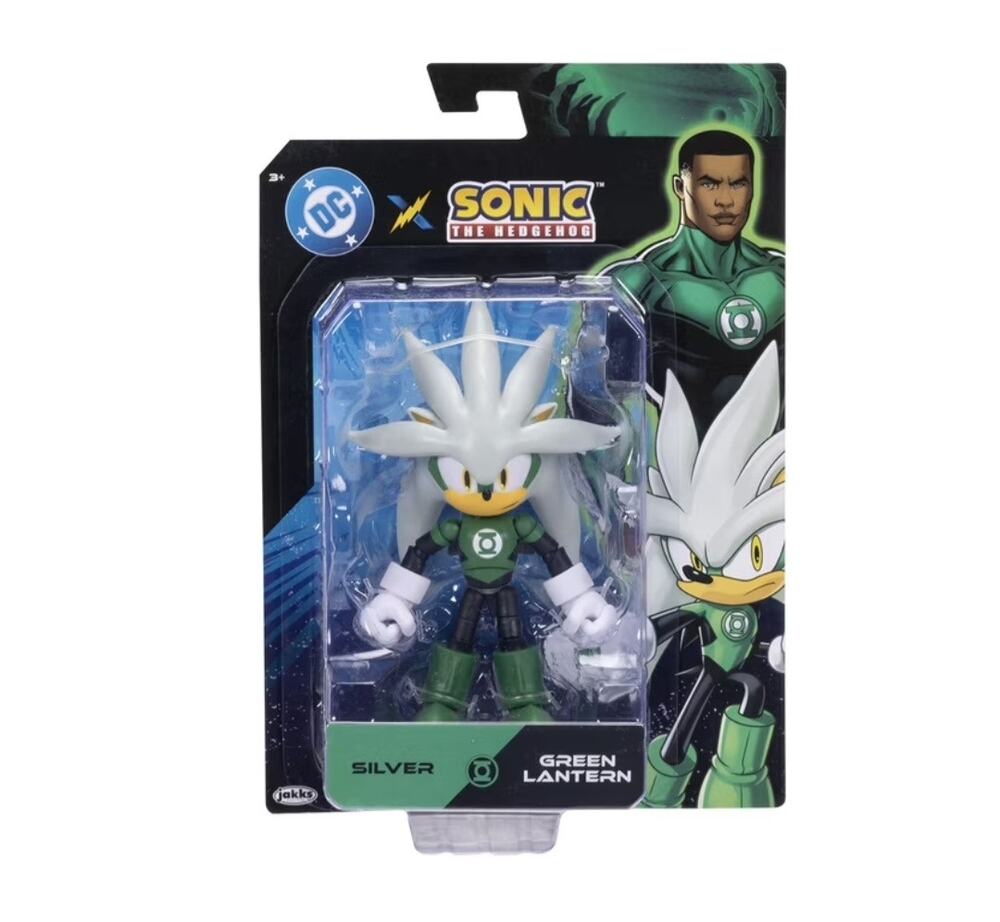 DC x Sonic the Hedgehog 5" Jakks Pacific Silver Green Lantern Action Figure NEW